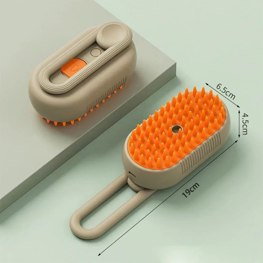 3-in-1 Pet Steam Brush | Grooming, Massage & Hair Removal for Cats & Dogs