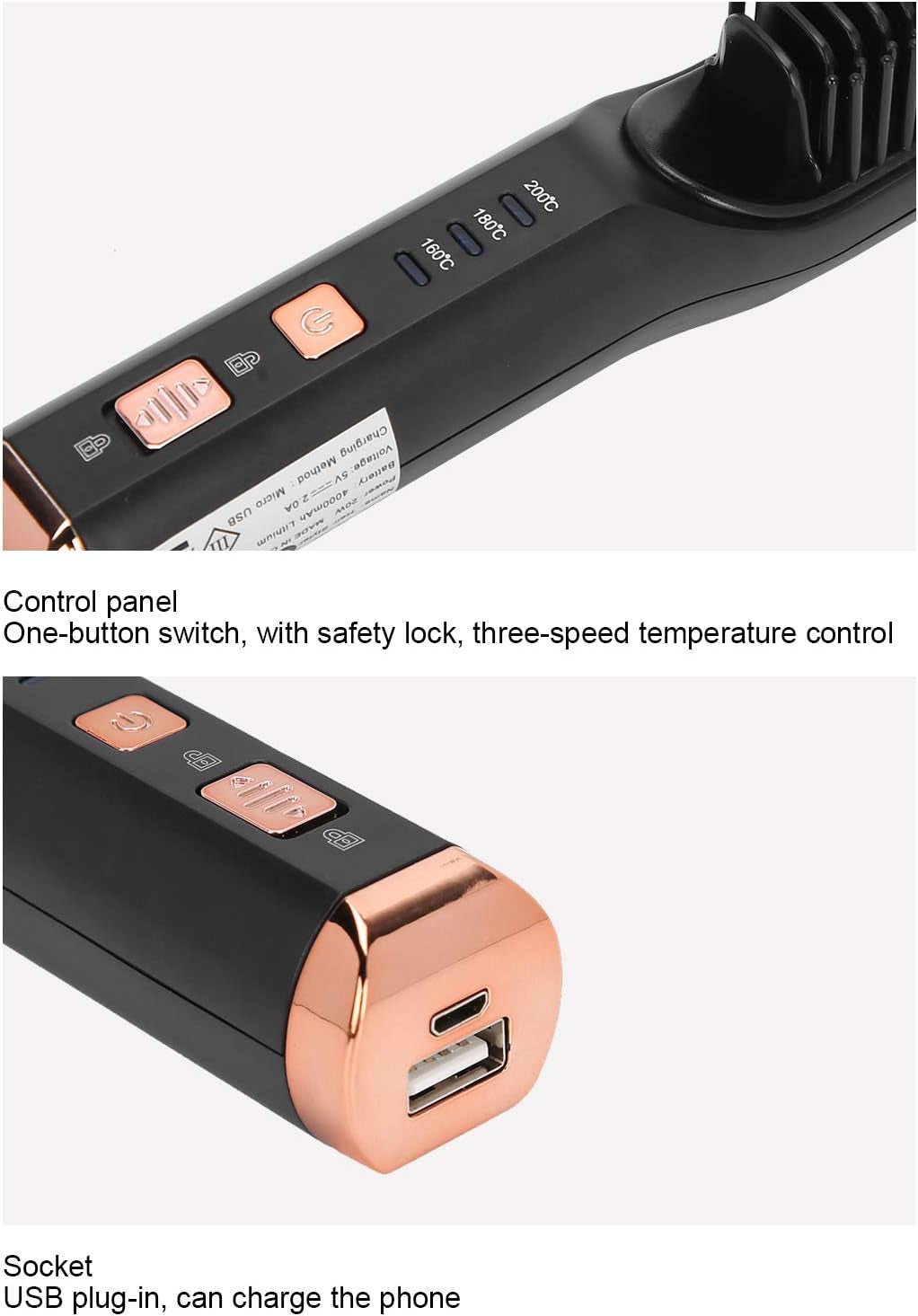 SleekPro™ Cordless Hair Straightening Comb – USB Rechargeable, 3-Temperature Hot Brush for Smooth & Shiny Hair