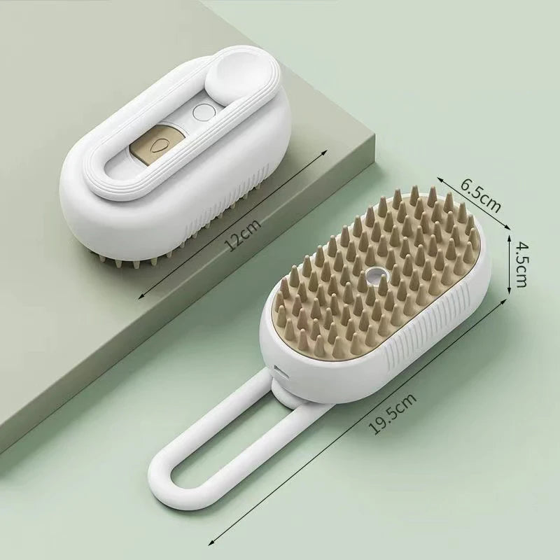 3-in-1 Pet Steam Brush | Grooming, Massage & Hair Removal for Cats & Dogs