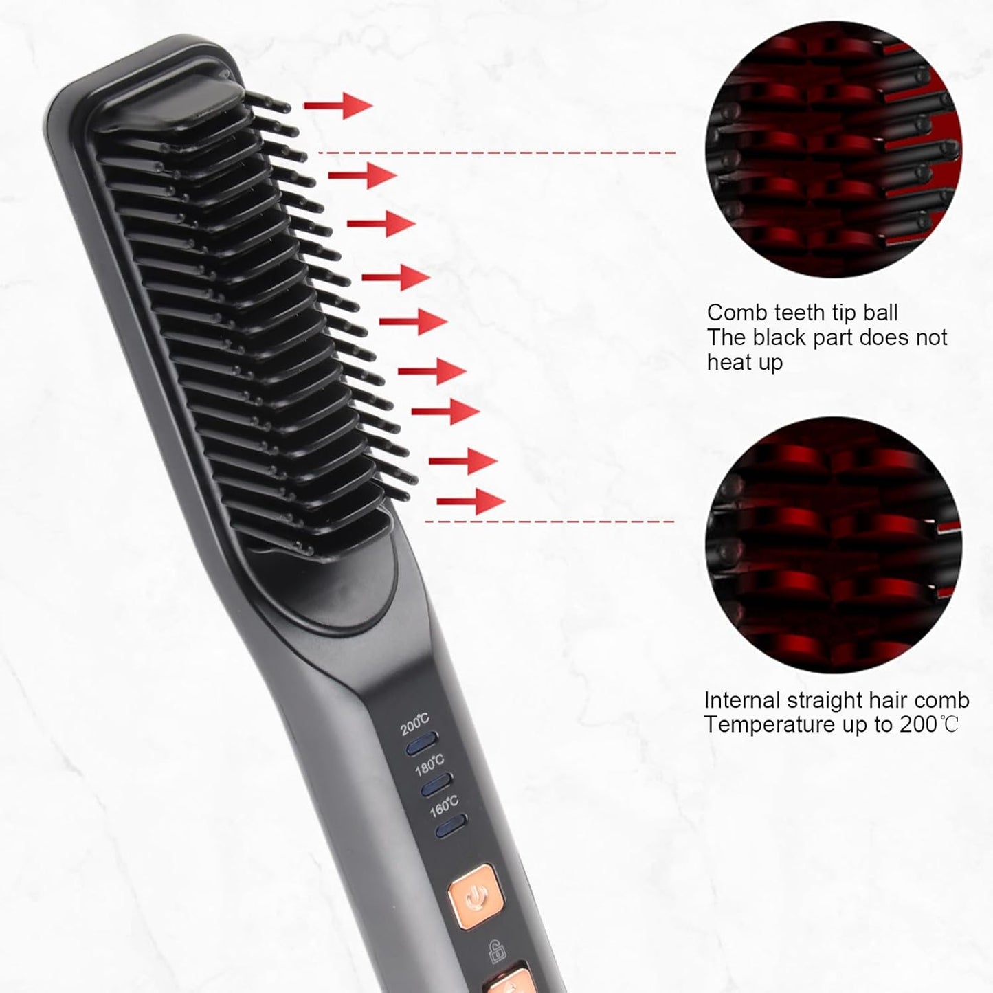 SleekPro™ Cordless Hair Straightening Comb – USB Rechargeable, 3-Temperature Hot Brush for Smooth & Shiny Hair
