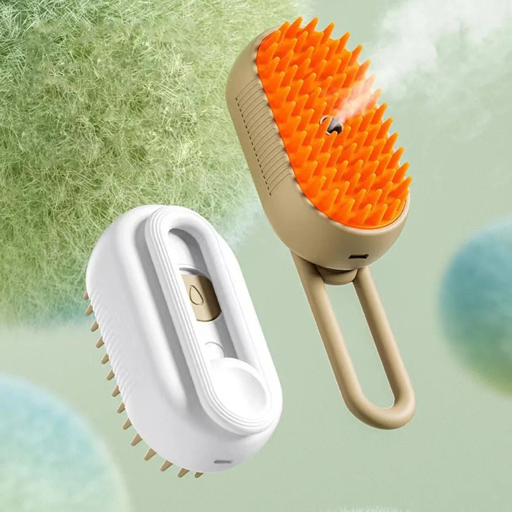 3-in-1 Pet Steam Brush | Grooming, Massage & Hair Removal for Cats & Dogs