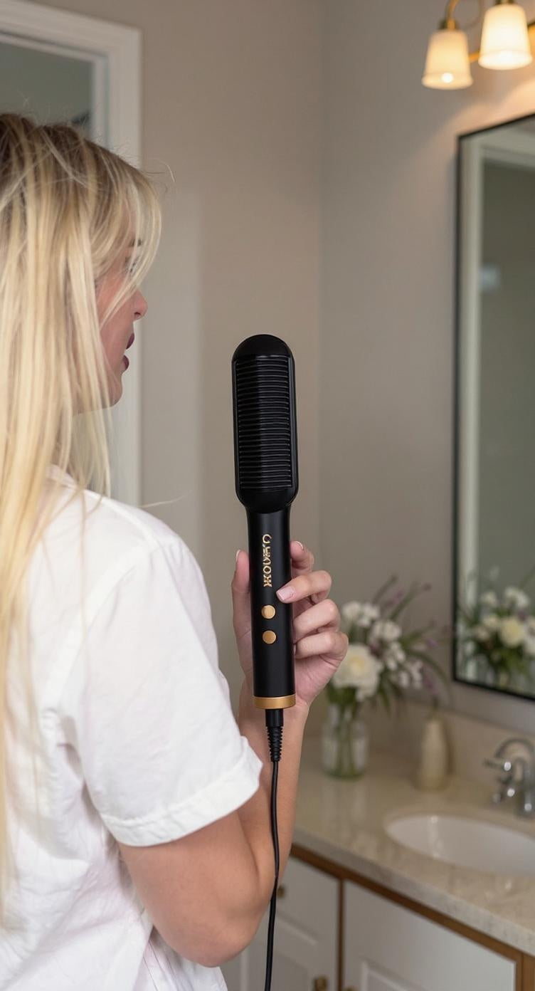 Transform Your Hair with the GlamWave 2-In-1 Electric Straight Hair Comb - Effortless Styling for Smooth, Gorgeous Locks!