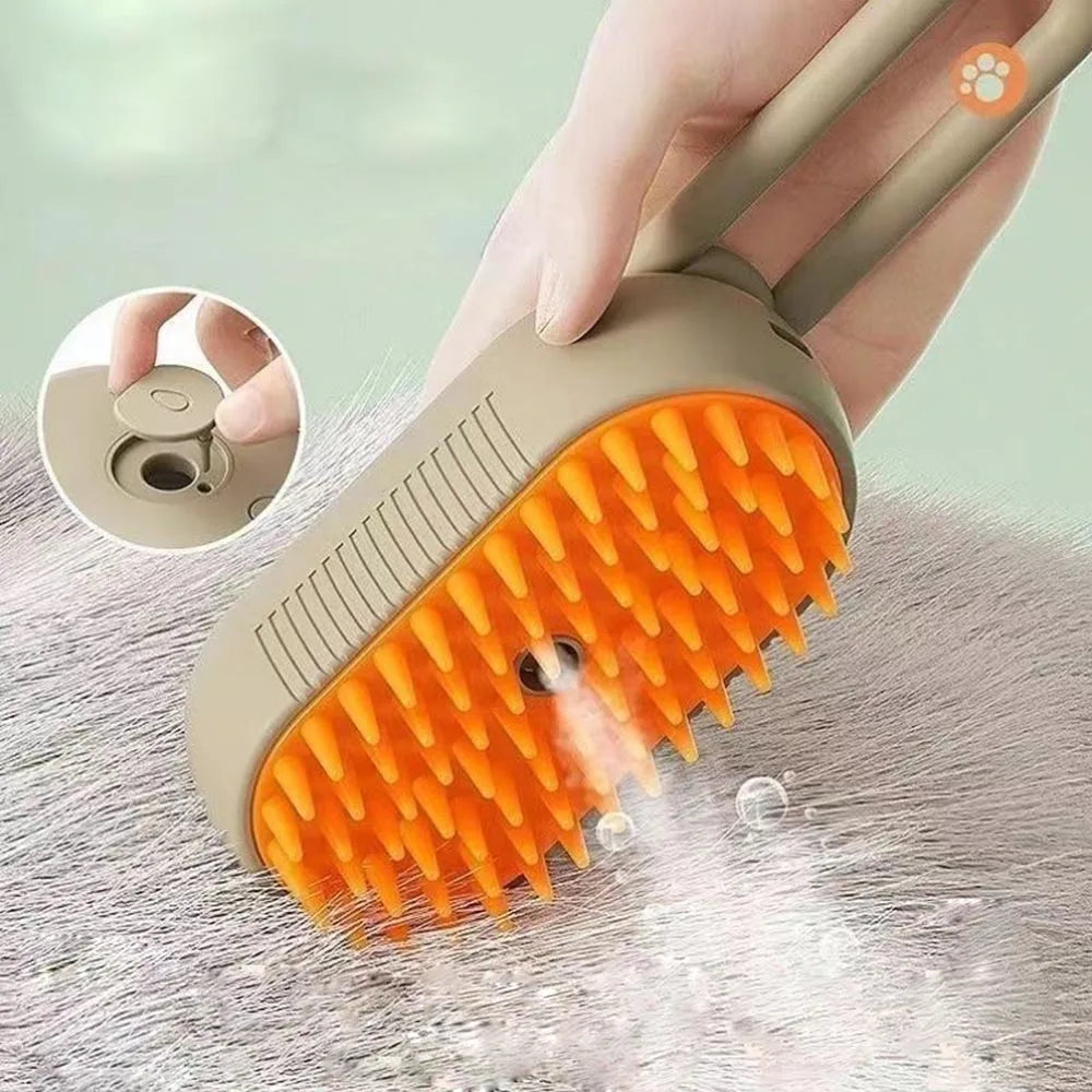 3-in-1 Pet Steam Brush | Grooming, Massage & Hair Removal for Cats & Dogs