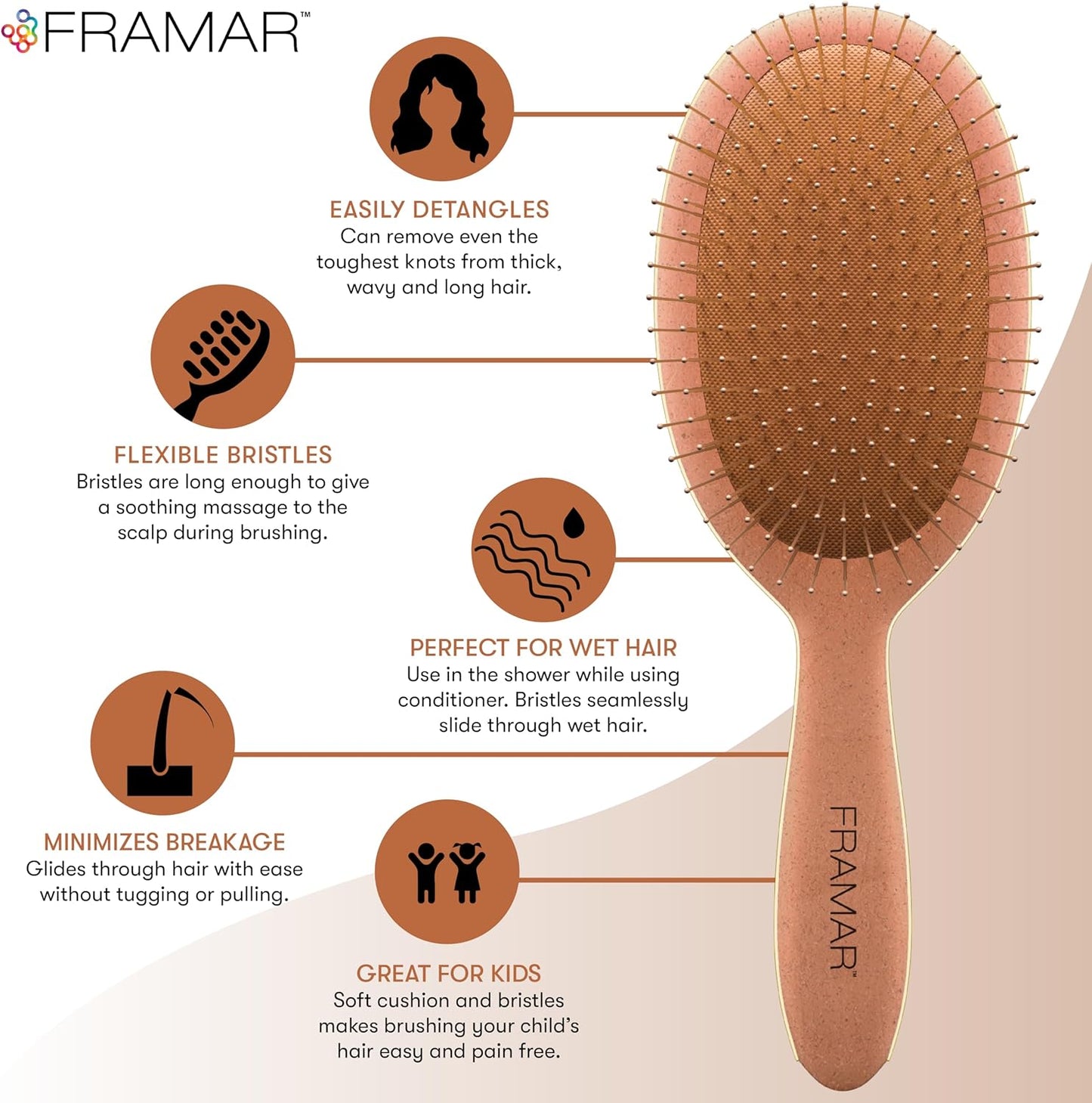 Ultimate Wet Hair Brush Detangler - Perfect for Curly, Straight, and All Hair Types - Transform Your Hair Care Routine with Mojave's Stylish Sienna Brush
