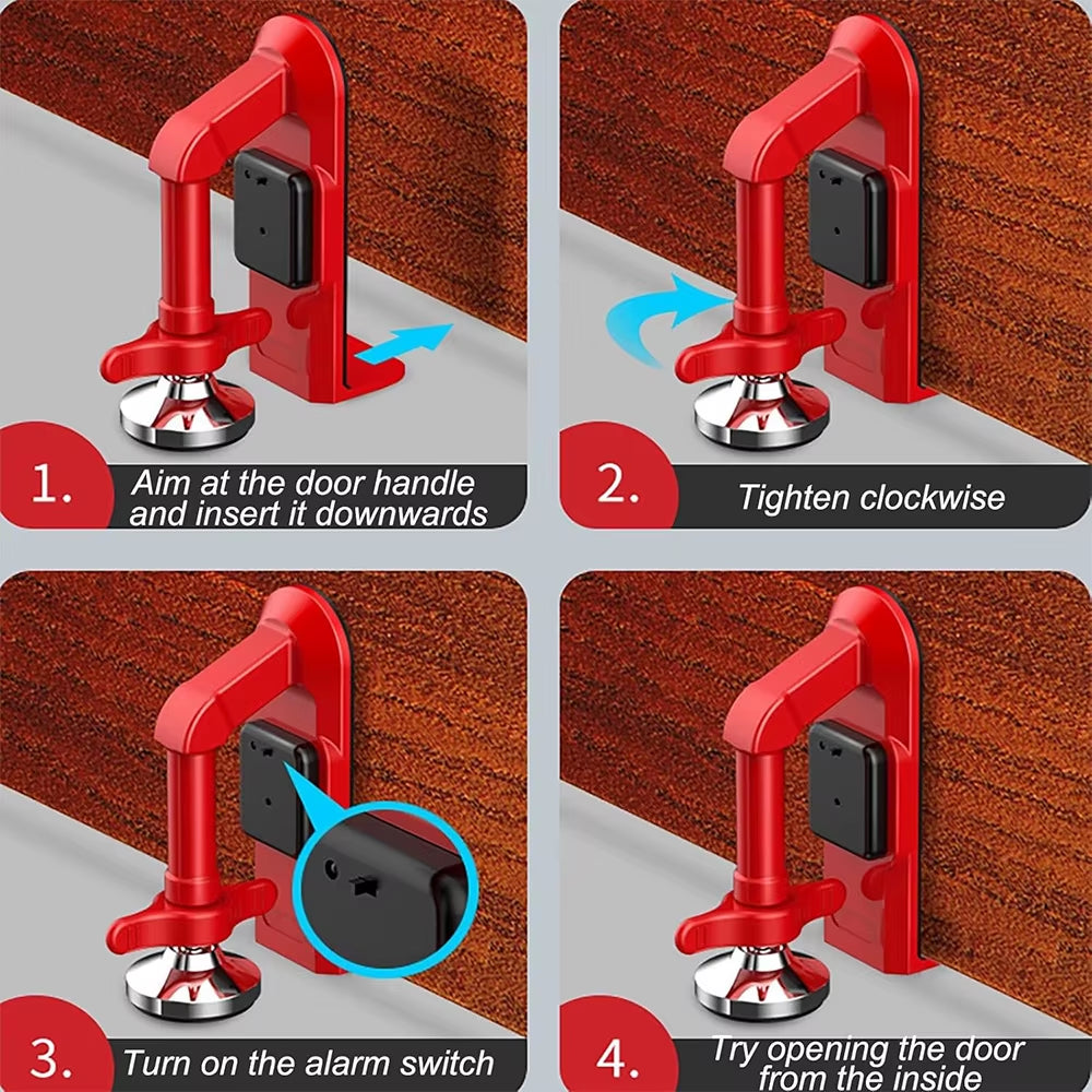 New Portable Alarm Door Stopper Battery Powered Door Lock for Women Security Protection Door Stops Anti-Theft Alarm Block System